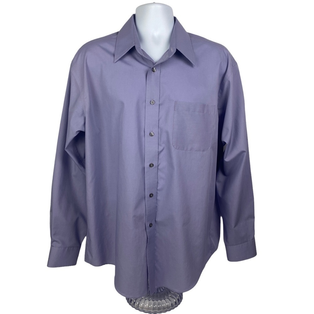 Croft & Barrow Broadcloth Purple Button Down Shirt Men's 17/36 Wrinkle Resistant